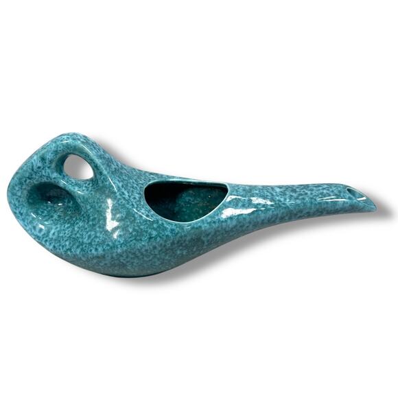 Vintage Studio Pottery Ceramic Genie Bottle Lamp Vase Planter Blue Glaze MCM - Picture 1 of 9